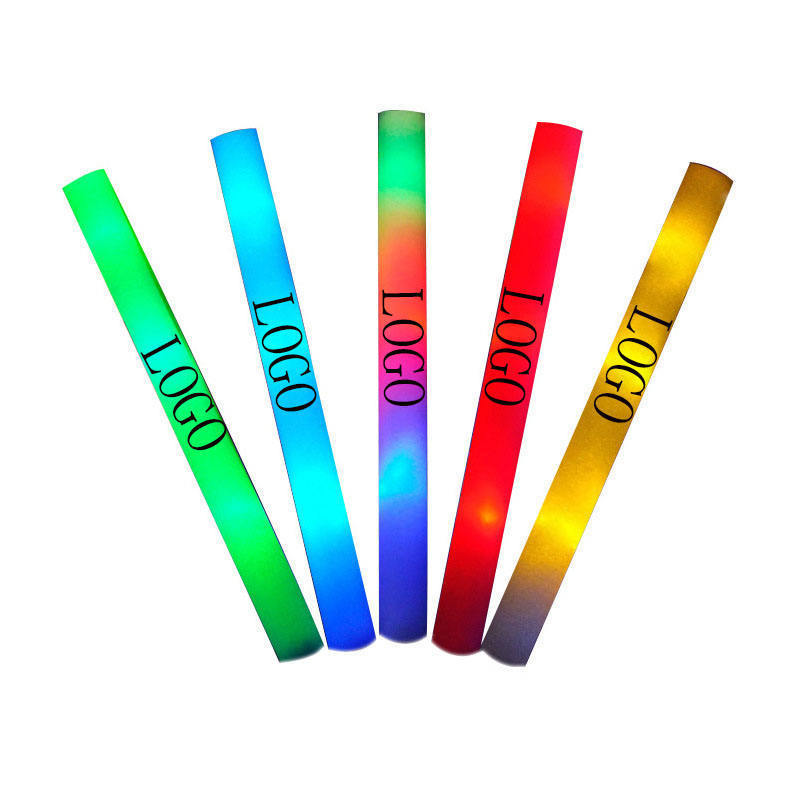 Custom 48cm Led 3 Modes Colorful Flashing Luminous Foam Glow Light Sticks Rechargeable With Logo Printing