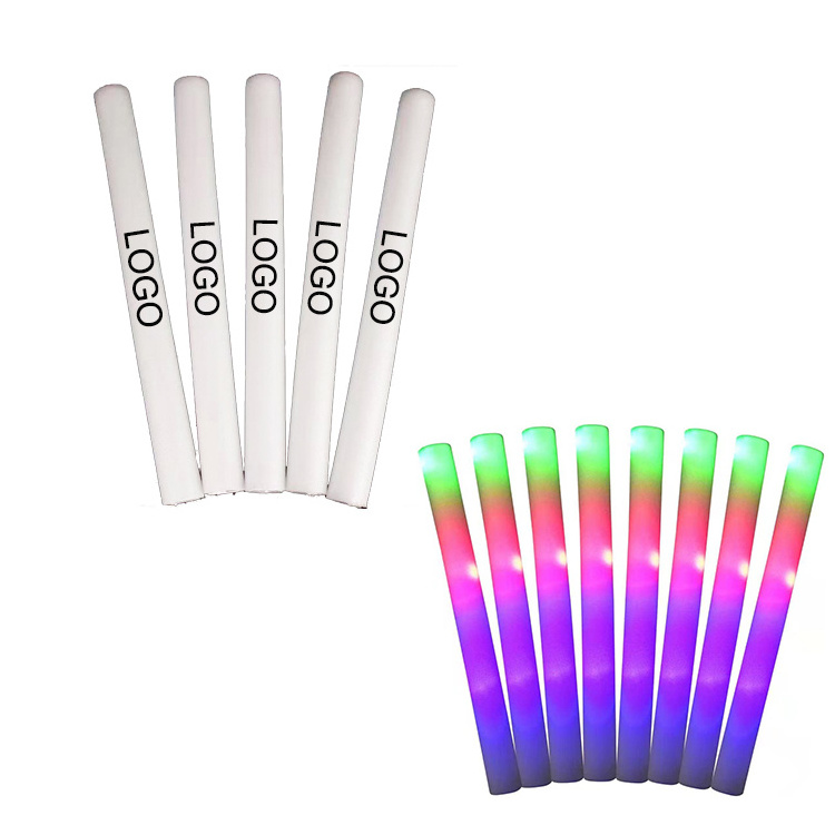 NUOXIN Wholesale Custom Colorful 3 Model Flashing Change Foam Stick Glow Sticks Led Light up Baton For Promotional