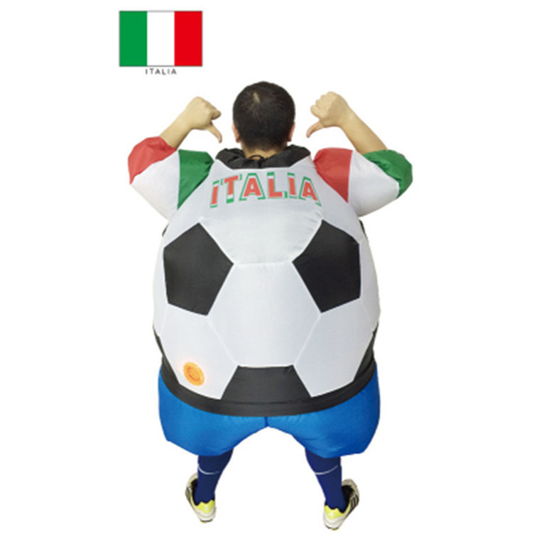 Promotional custom countries flag design football fan inflatable bell suit soccer fan costume