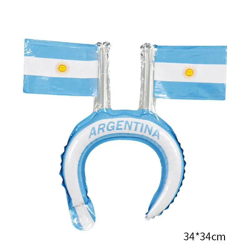 Wholesale Inflatable Party Promotional Party Hair Band Football Sports Fans Country Flag Headband Foil Helium Balloon