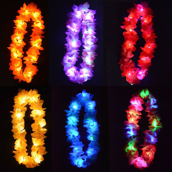 Light Up Leis Necklace Hawaii Christmas Led Light Necklace Hawaiian Lei Necklace Flower for Party Decor