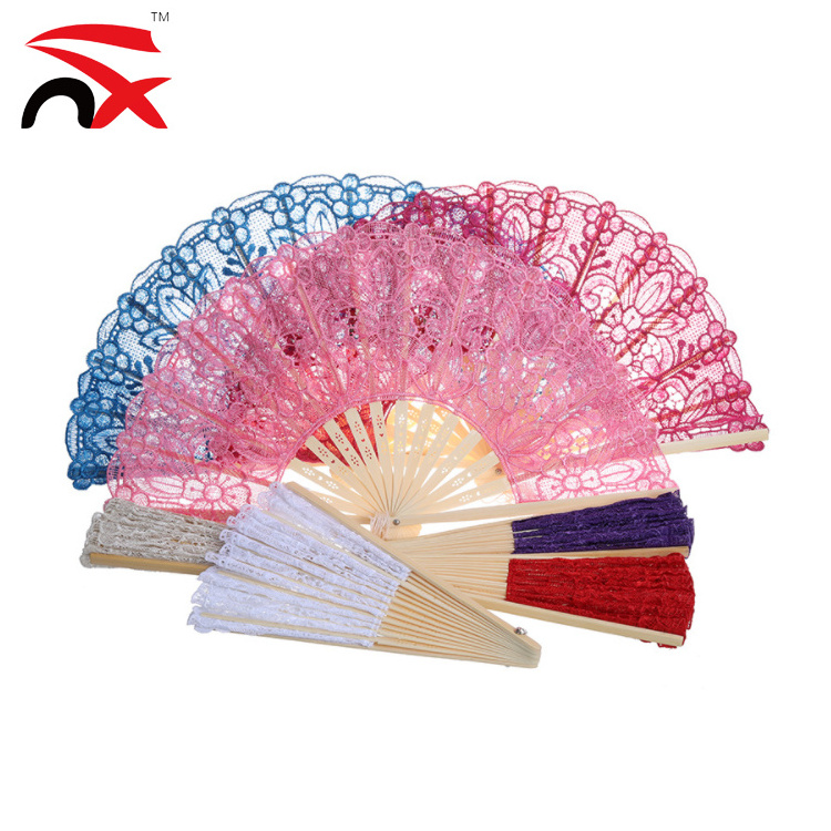 Wholesale Women Sexy Lace Silk Folding Hand Fan with Bamboo Frame Chinese  Vintage Retro Hand Held Fans