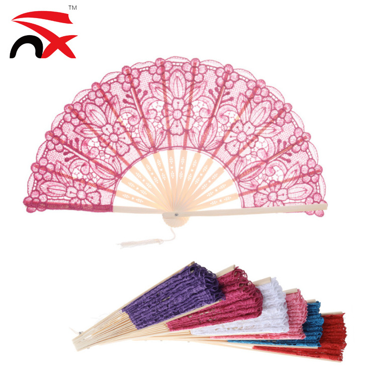 Wholesale Women Sexy Lace Silk Folding Hand Fan with Bamboo Frame Chinese  Vintage Retro Hand Held Fans