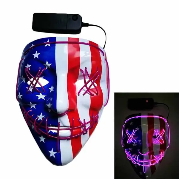 Party Holiday Supplies Womans Adult Cosplay Girl Lady Wear American Flag LED Face Halloween Party Masks for Parties