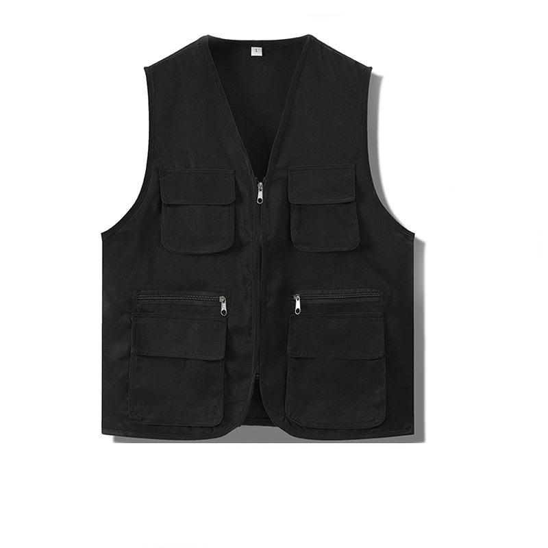 Volunteer Vest Customized Logo Colorful Outdoor Casual Utility Multi Pockets V Neck Running Volunteer Vest