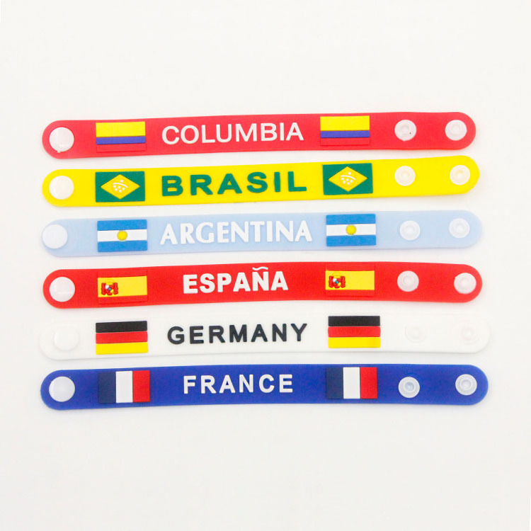 Wholesale Machine Custom Silicone Wristband for silicone bracelet en Bracelets Country Flag For Promotion And Sport Event