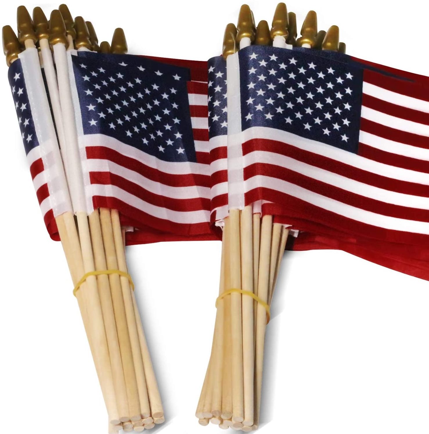 Wooden Stick Flag - July 4th Decoration, Veteran Party, Grave Marker HandHeld American Flag