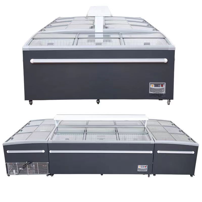 Supermarket Commercial Sliding Top Glass Chest Combined Island Freezer