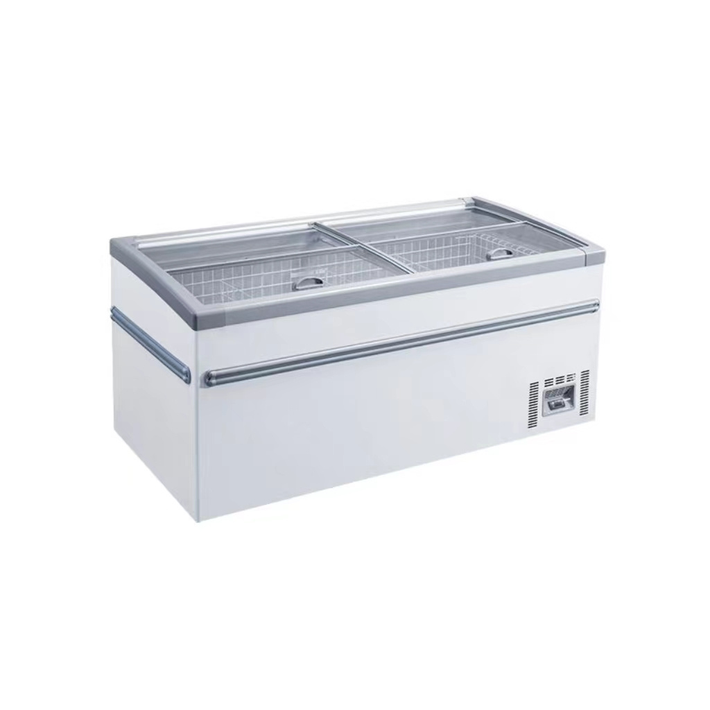 Supermarket Commercial Sliding Top Glass Chest Combined Island Freezer