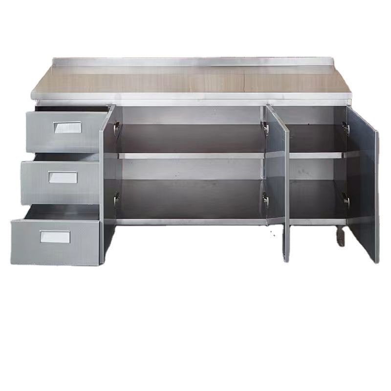 Stainless Steel Work Table Commercial Storages Kitchen Cabinet Counter With Sliding Door Sink Cabinets