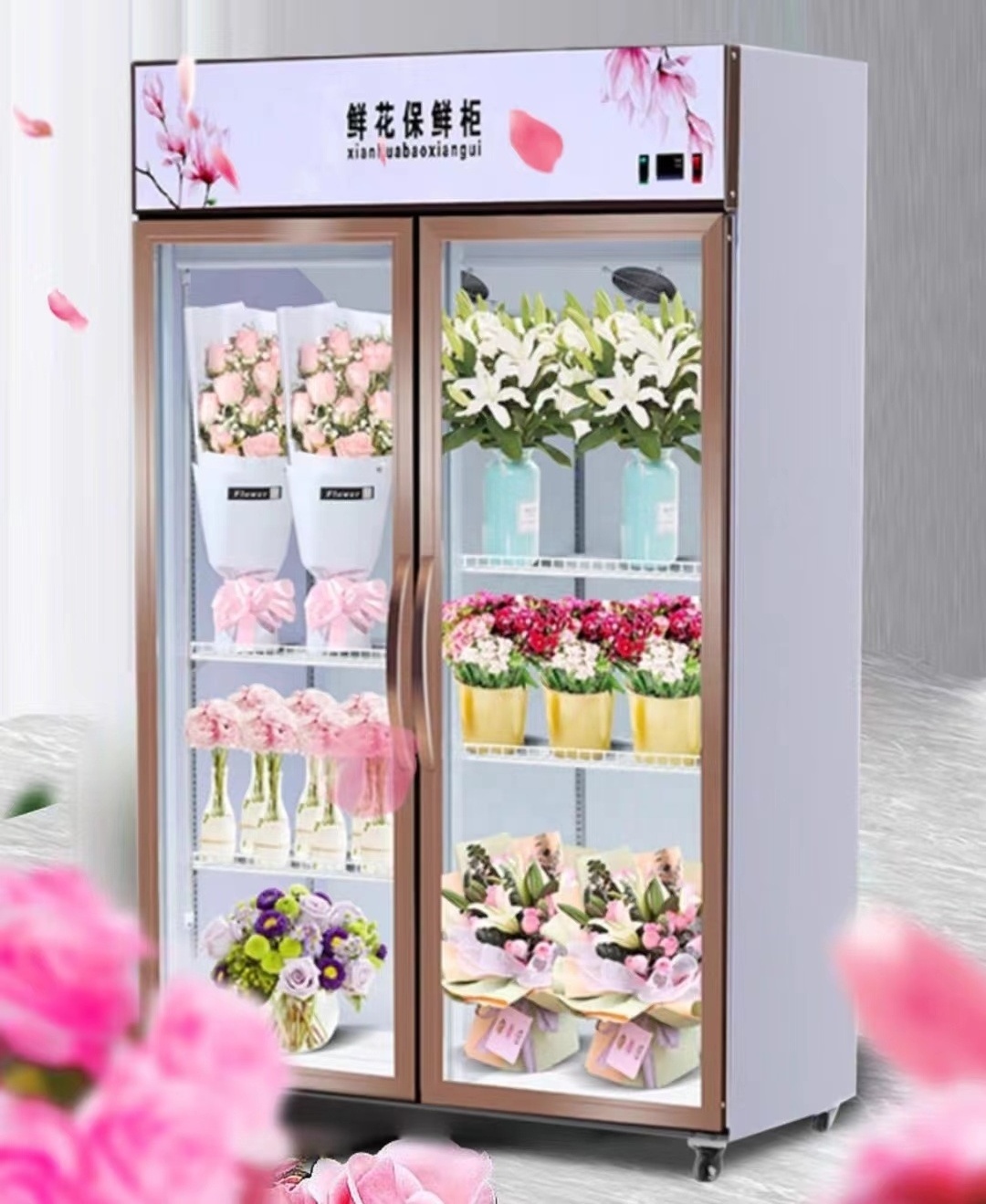 Large-capacity Commercial glass door cabinet Refrigerator with flower displayFlower water chiller Commercial glass door cabinet