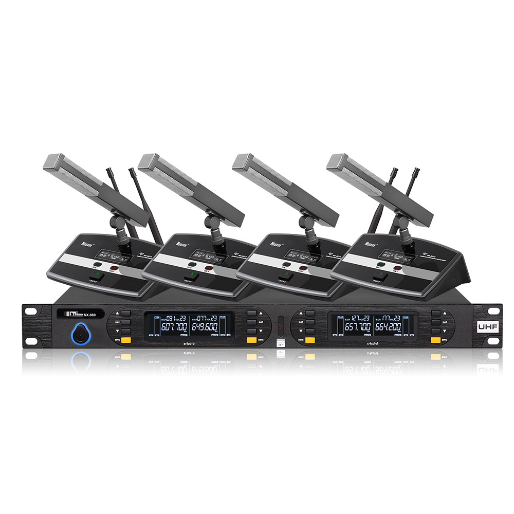 Desktop conference microphone system 4 channel uhf wireless microphone system for conference