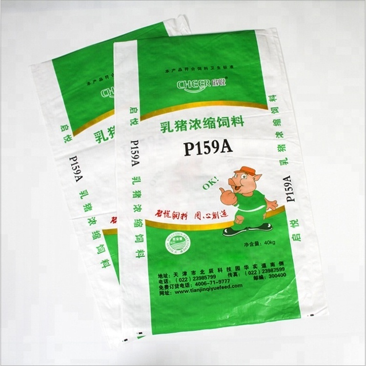 China Wholesale big packaging hay poultry pet fish shrimp chicken horse Reusable Laminated PP woven feed bag