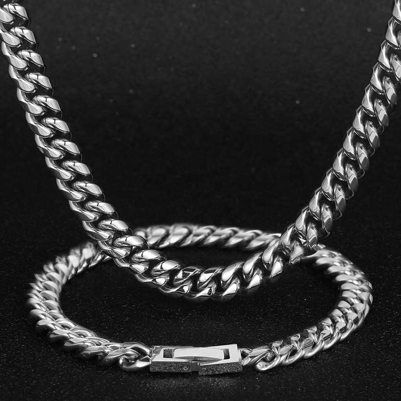 12mm Hip Hop Cuban Link Chain Necklace 18k Men Gold Plated Stainless Steel Cuban Link Chains