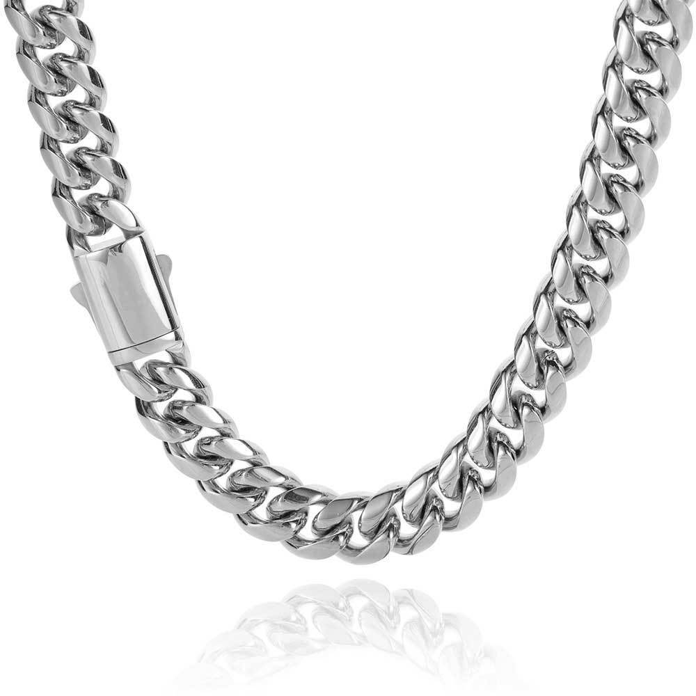 NUOYA Custom Logo Miami Cuban Link Chain Stainless Steel Hip Hop Jewelry 14K/18K Gold Plated Cuban Chain men's Necklace