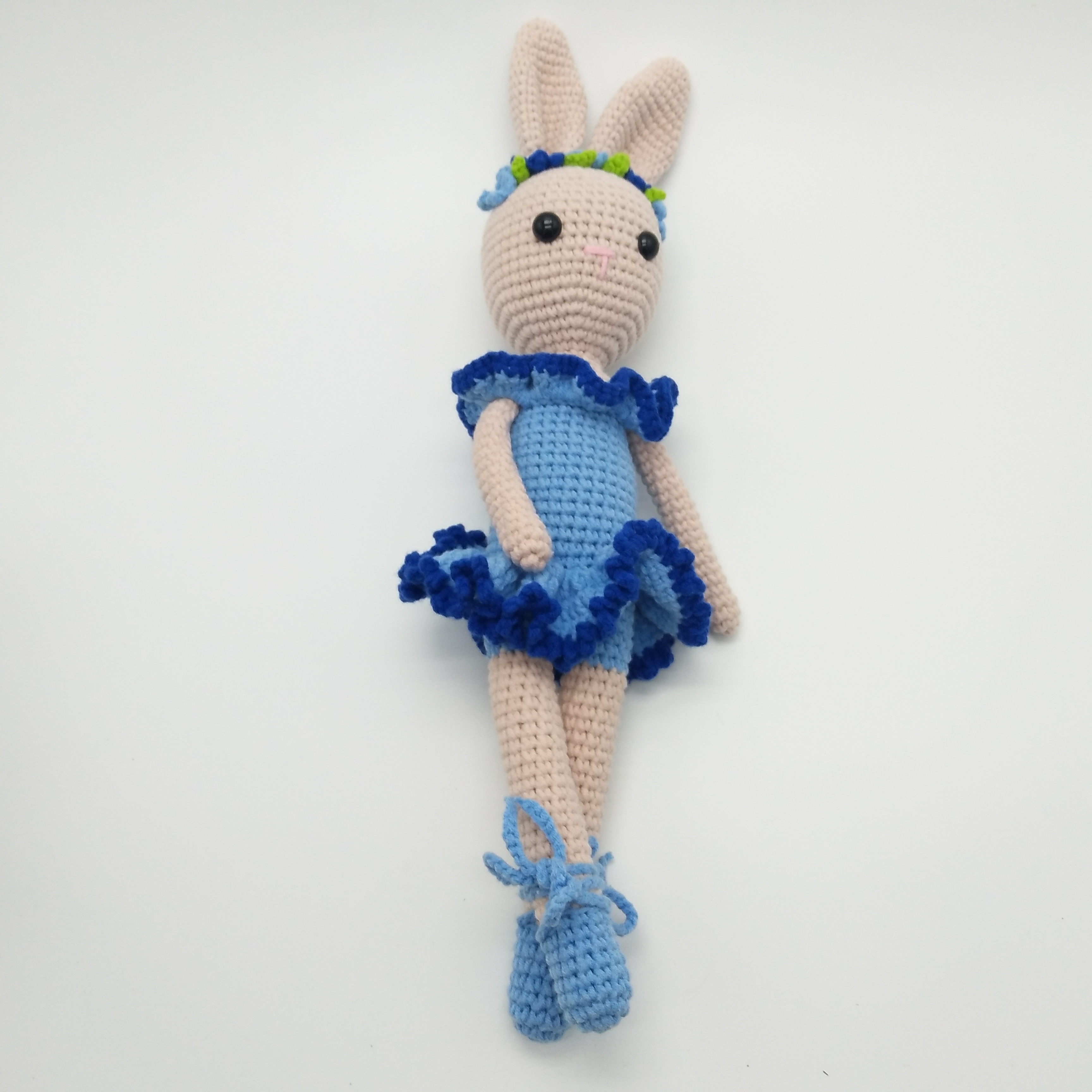 Handmade Crochet Wool Doll Rabbit Animal Stuffed Plush Toy Baby Soothing Baby Sleeping Doll