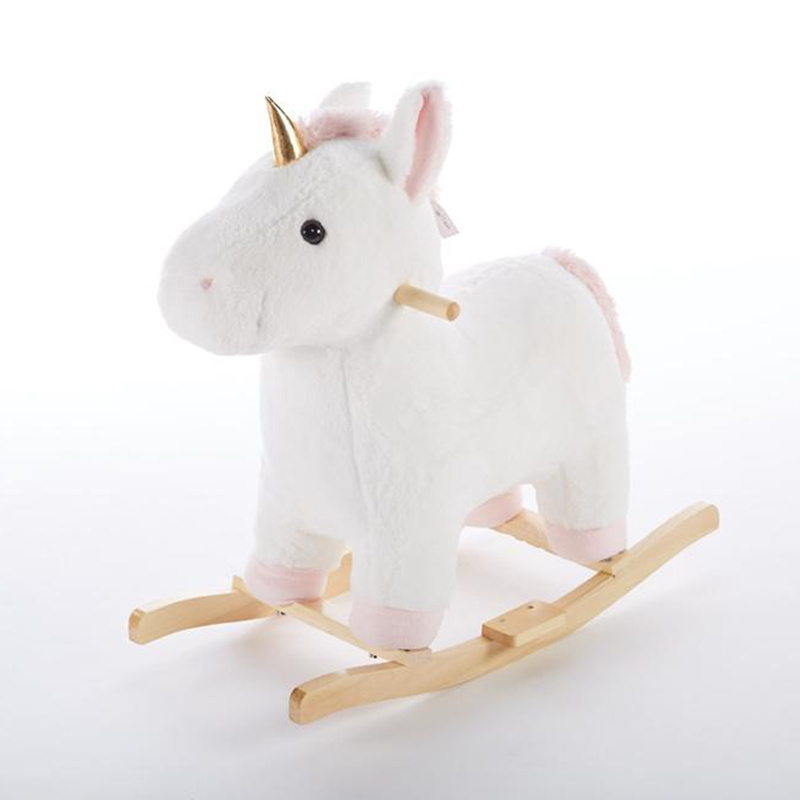 Sheep Wooden Kids Rocking Horse Toy Plush Animal Baby Rocker Horse