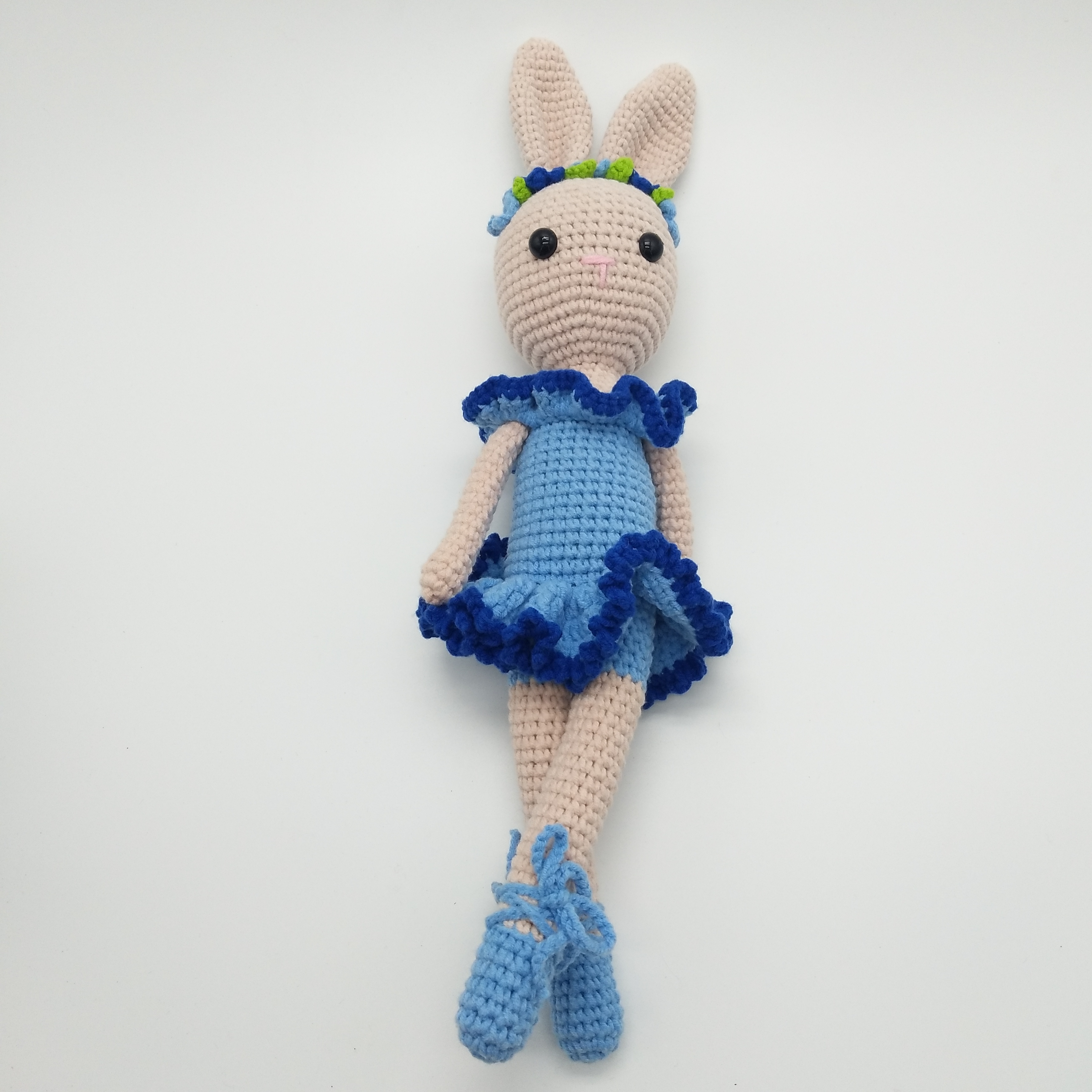 Handmade Crochet Wool Doll Rabbit Animal Stuffed Plush Toy Baby Soothing Baby Sleeping Doll