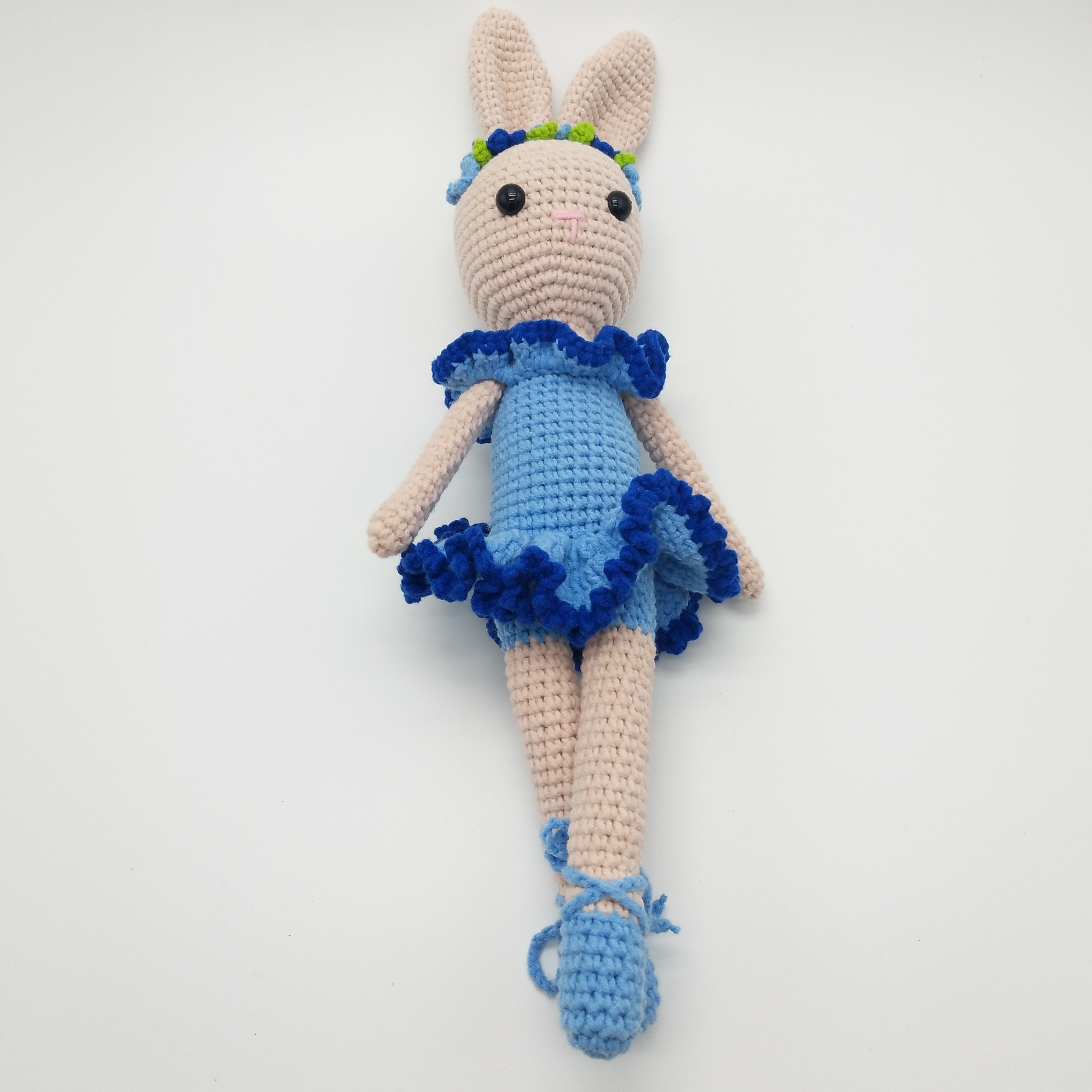 Handmade Crochet Wool Doll Rabbit Animal Stuffed Plush Toy Baby Soothing Baby Sleeping Doll