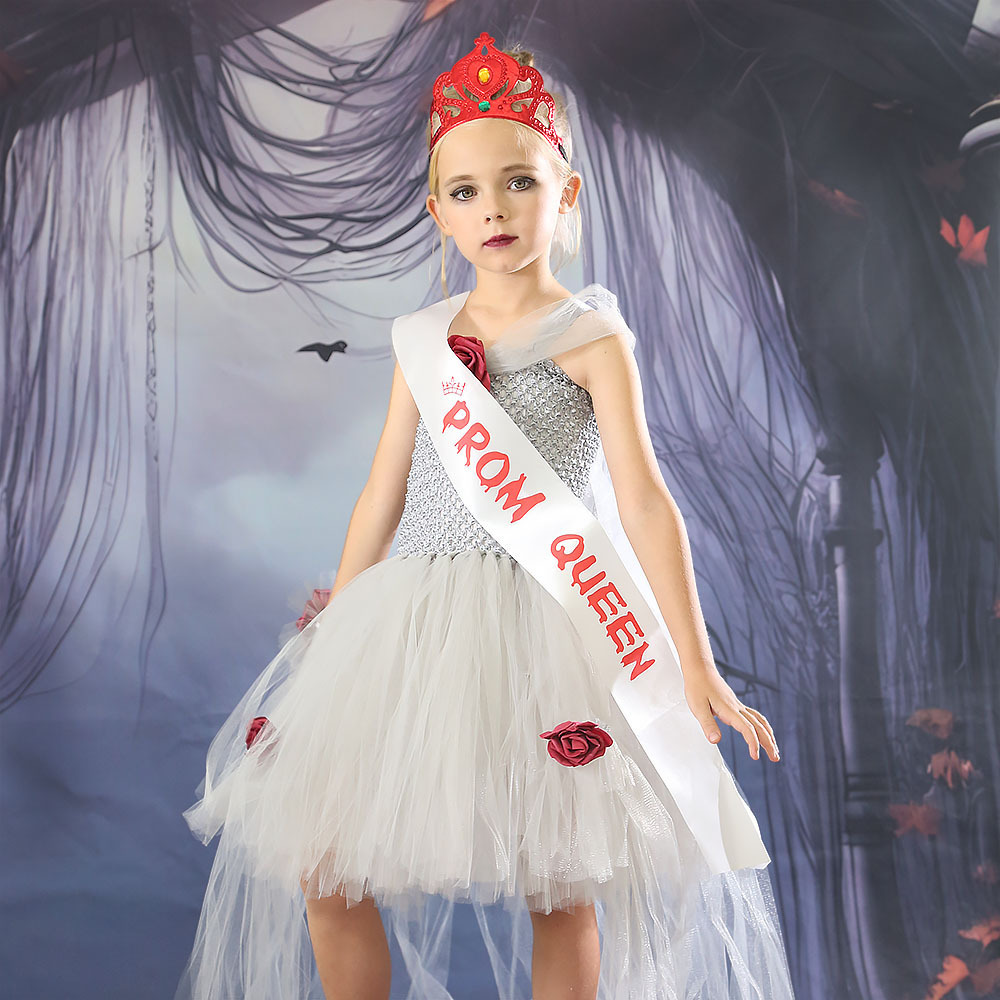 Children's Zombie Halloween Costume Ghost Bride Stage Performance Fluffy Yarn Dress Girls' Dress