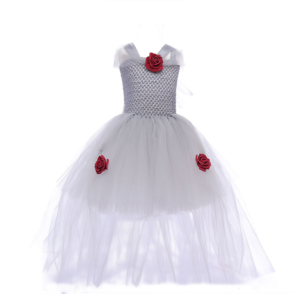 Children's Zombie Halloween Costume Ghost Bride Stage Performance Fluffy Yarn Dress Girls' Dress