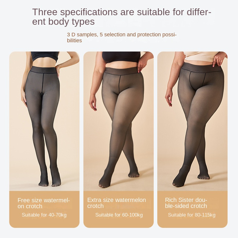 Fake Translucent Warm Open Crotch Pantyhose Leggings With Silicone Buttocks Transparent Oversized Pantyhose / Tights