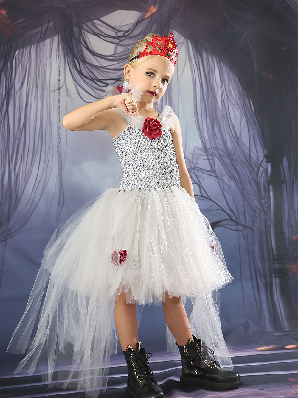 Children's Zombie Halloween Costume Ghost Bride Stage Performance Fluffy Yarn Dress Girls' Dress