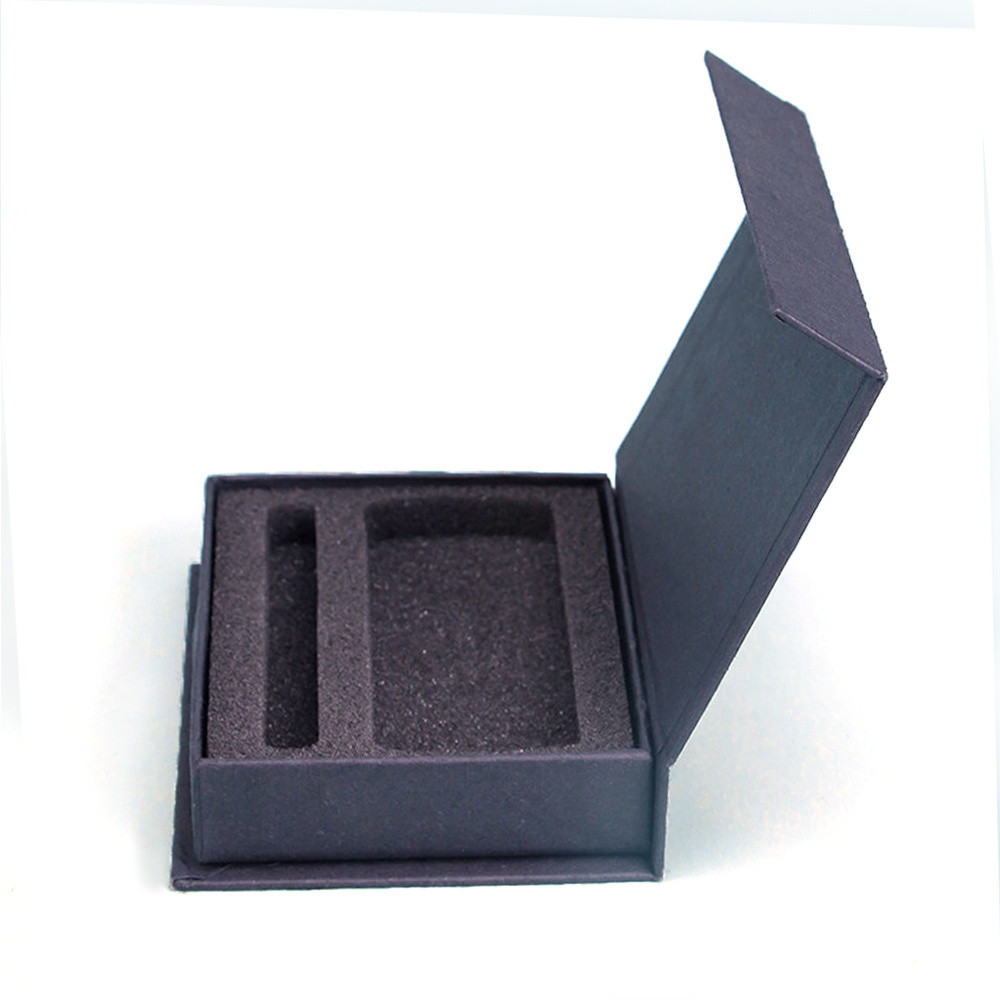 custom printed black rigid magnetic book packaging gift box with foam insert