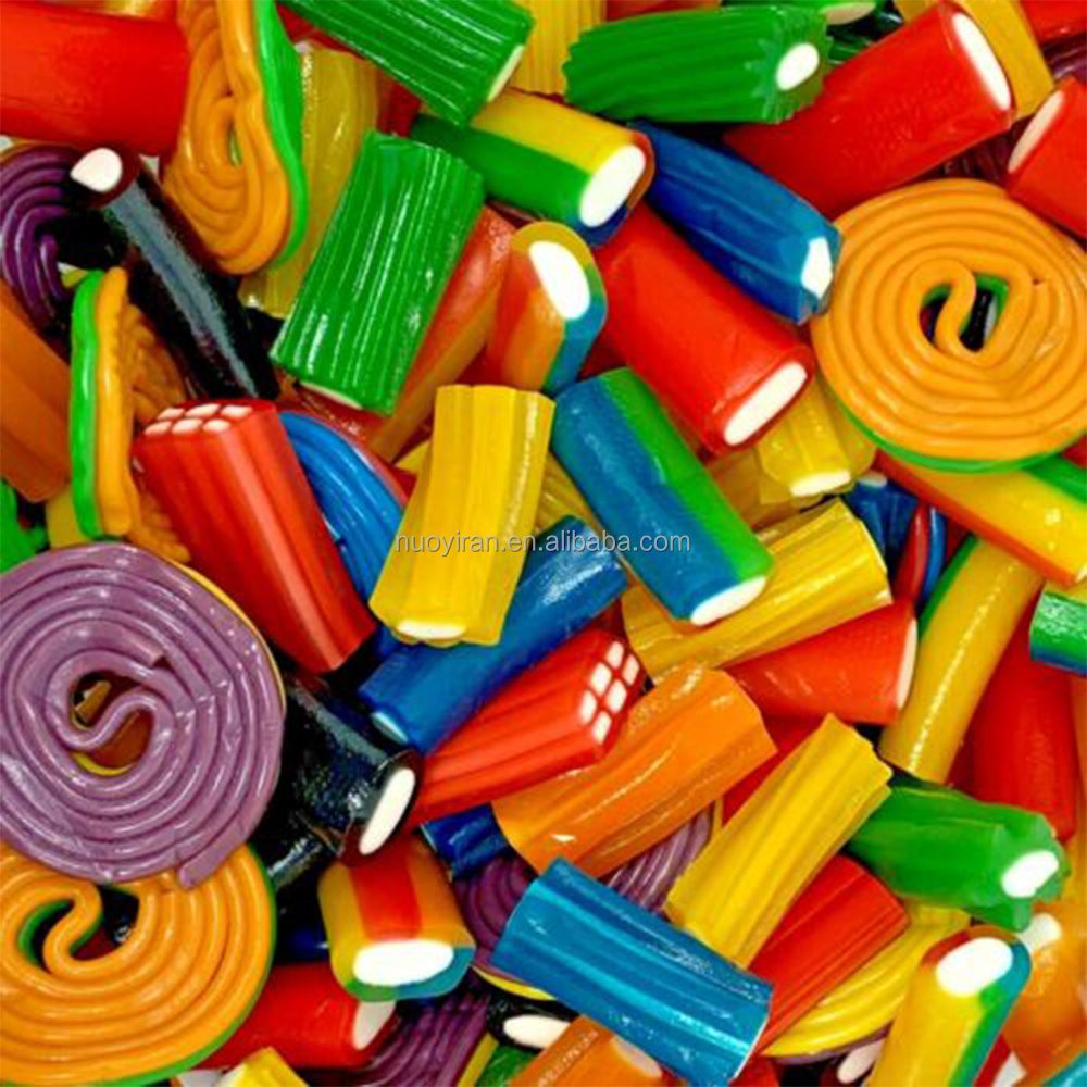 Sweet and Sour Licorice Candy Bites Halal blue raspberry flavor  licorice stick sour strips gummy candy sweets