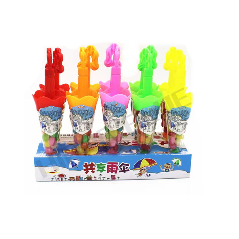 Hot selling popular umbrella shape candy toy OEM customized label pressed candy wholesaler