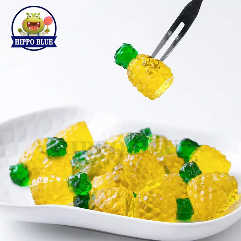 Hot sale pineapple flavor sweets mix fruit juicy soft jelly  tape roll gummy candy  factory wholesaler for sale