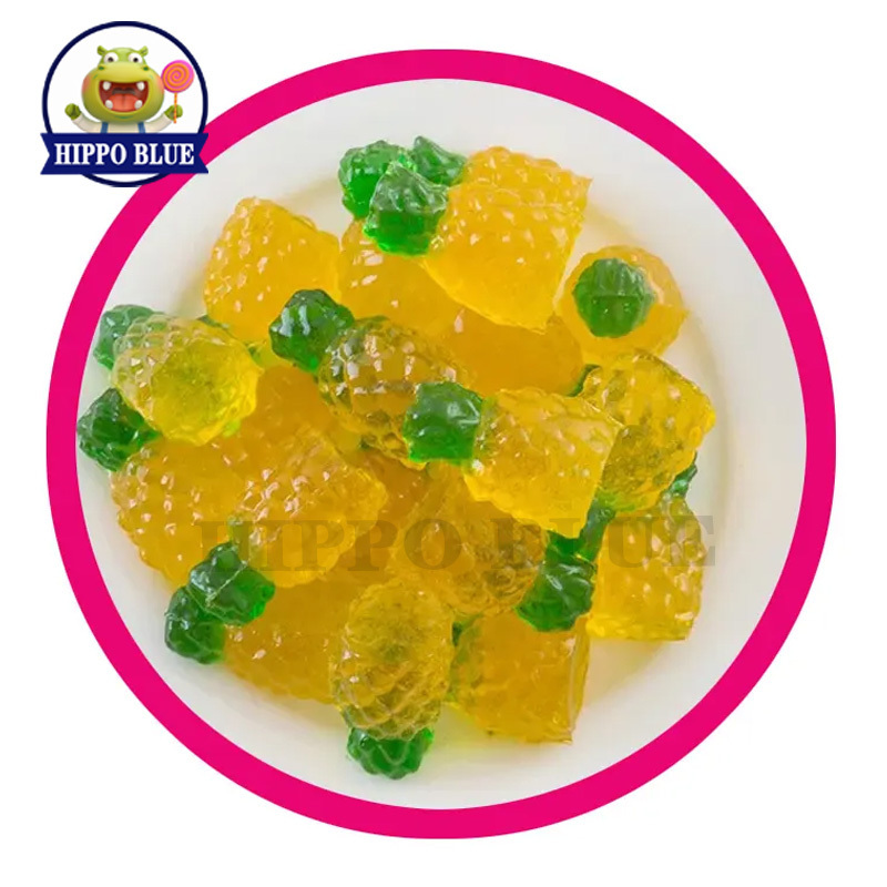 Hot sale pineapple flavor sweets mix fruit juicy soft jelly  tape roll gummy candy  factory wholesaler for sale