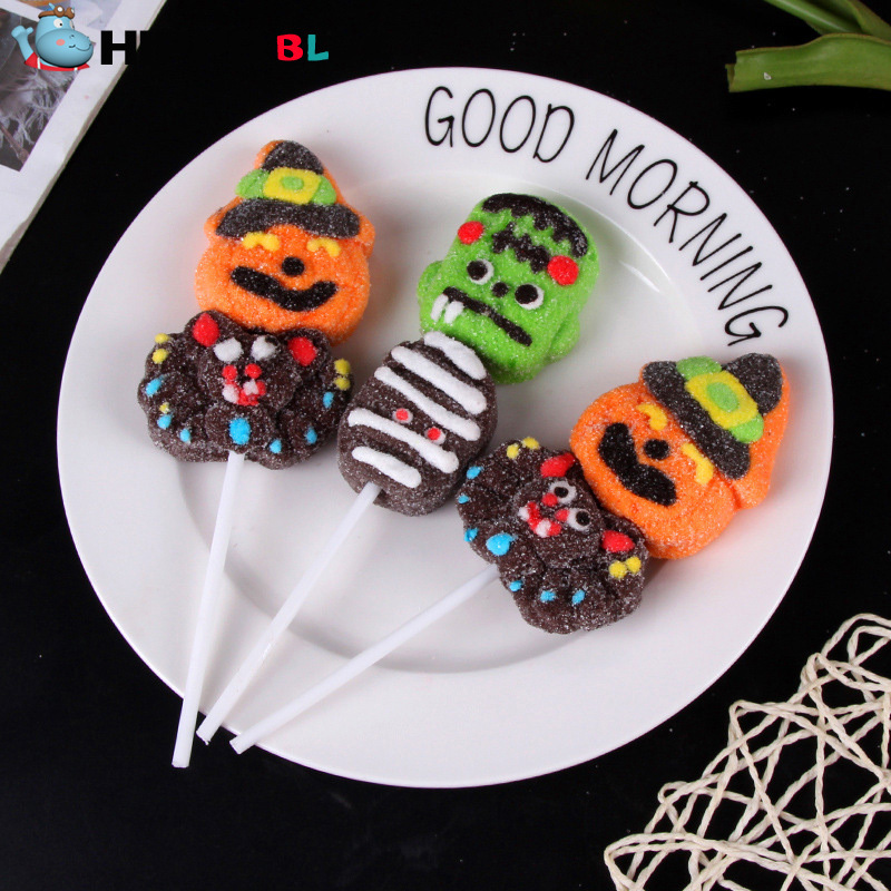 Halloween theme marshmallow lollipop with two patterns hot product children favorite