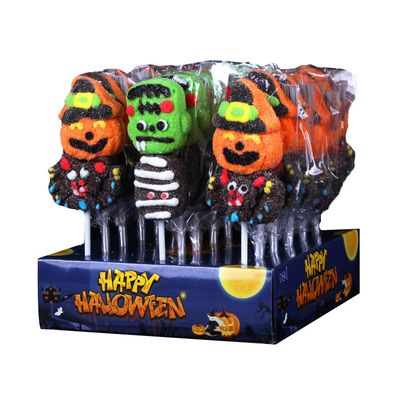 Halloween theme marshmallow lollipop with two patterns hot product children favorite