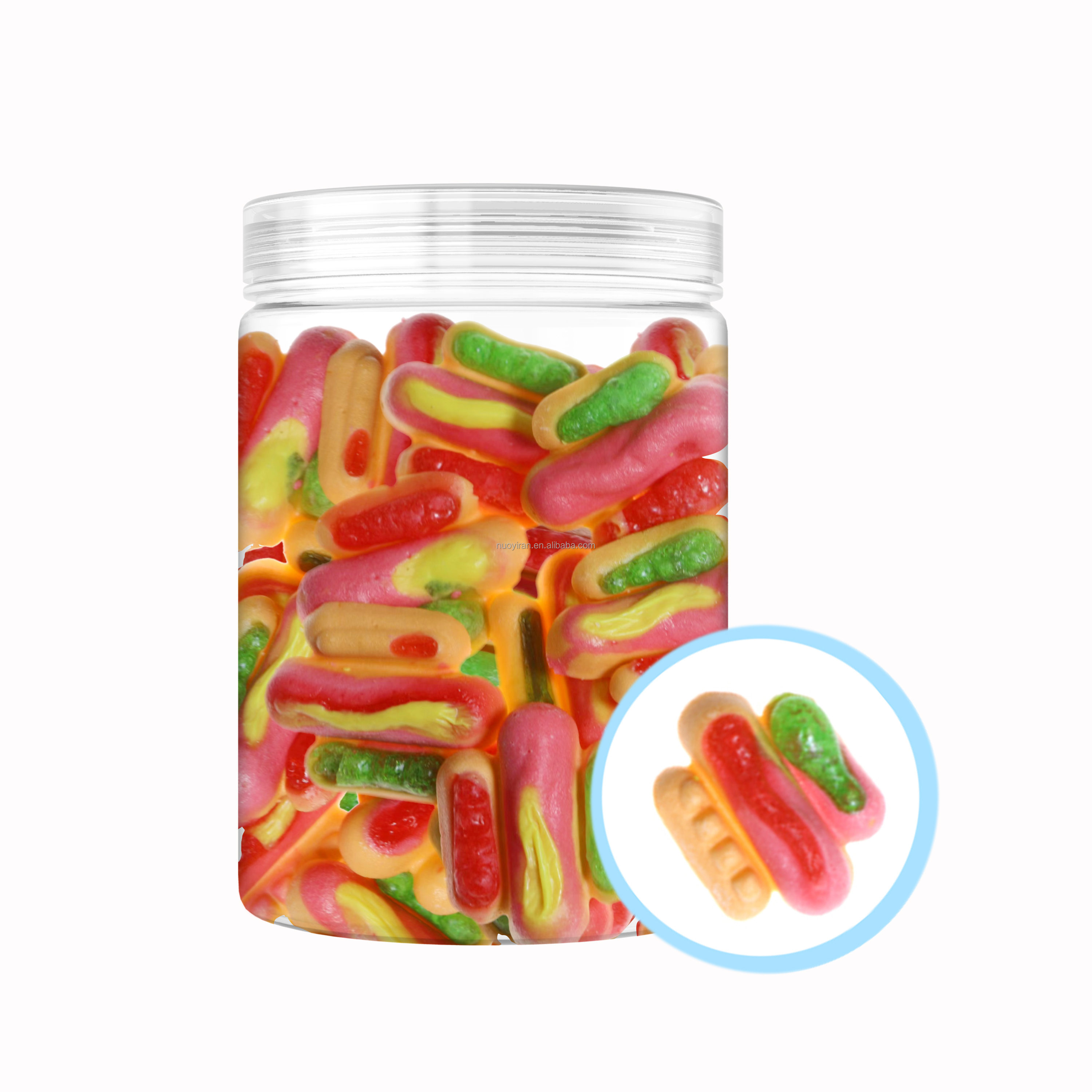 Free sample wholesale halal bulk colorful mixed flavor Hot Dog Shape freeze-dried gummies