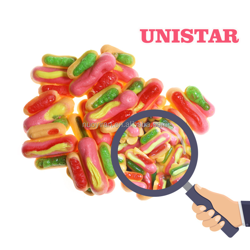 Free sample wholesale halal bulk colorful mixed flavor Hot Dog Shape freeze-dried gummies