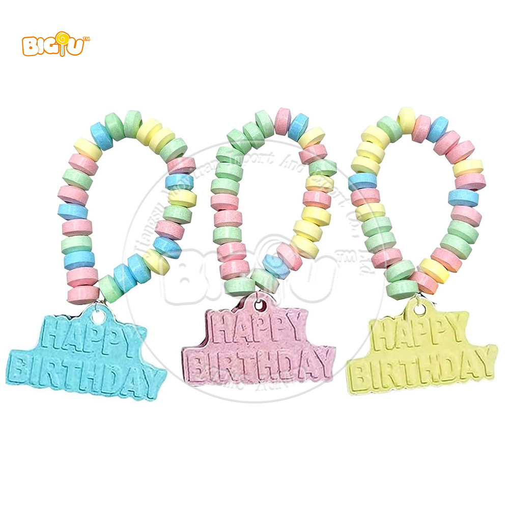 Factory hot selling Christmas birthday candy necklace/bracelet/pressed sweet hard candy candy snacks