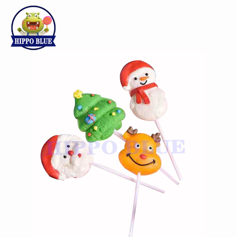 High quality OEM sweet fruit flavored Christmas hard candy lollipop china factory wholesaler for sale