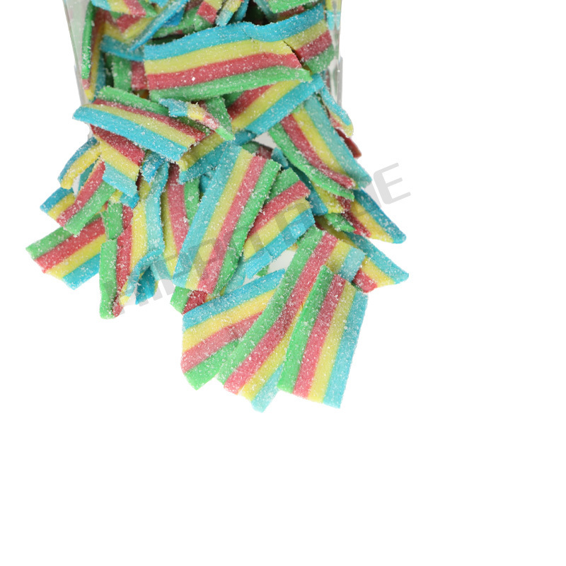 Hot selling halal bulk sour belts strips colorful gummy candy china suppliers of candy factory