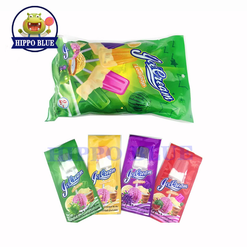 High quality packaging custom shape colorful Ice Cream hard candy lollipops chinese manufacturer Cheap candy wholesale