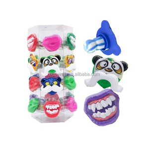 Factory direct sales private label custom tooth shape hard candy toys  fun styling candy wholesaler candy toys lollipop