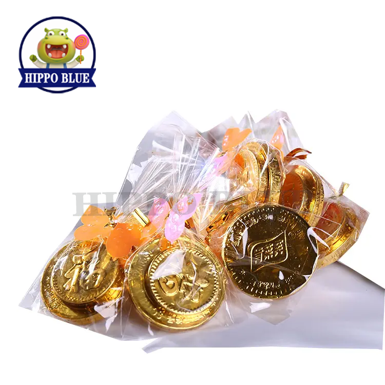 Chinese factory hot sale high quality gold coins packed chocolate wedding best candy wholesaler