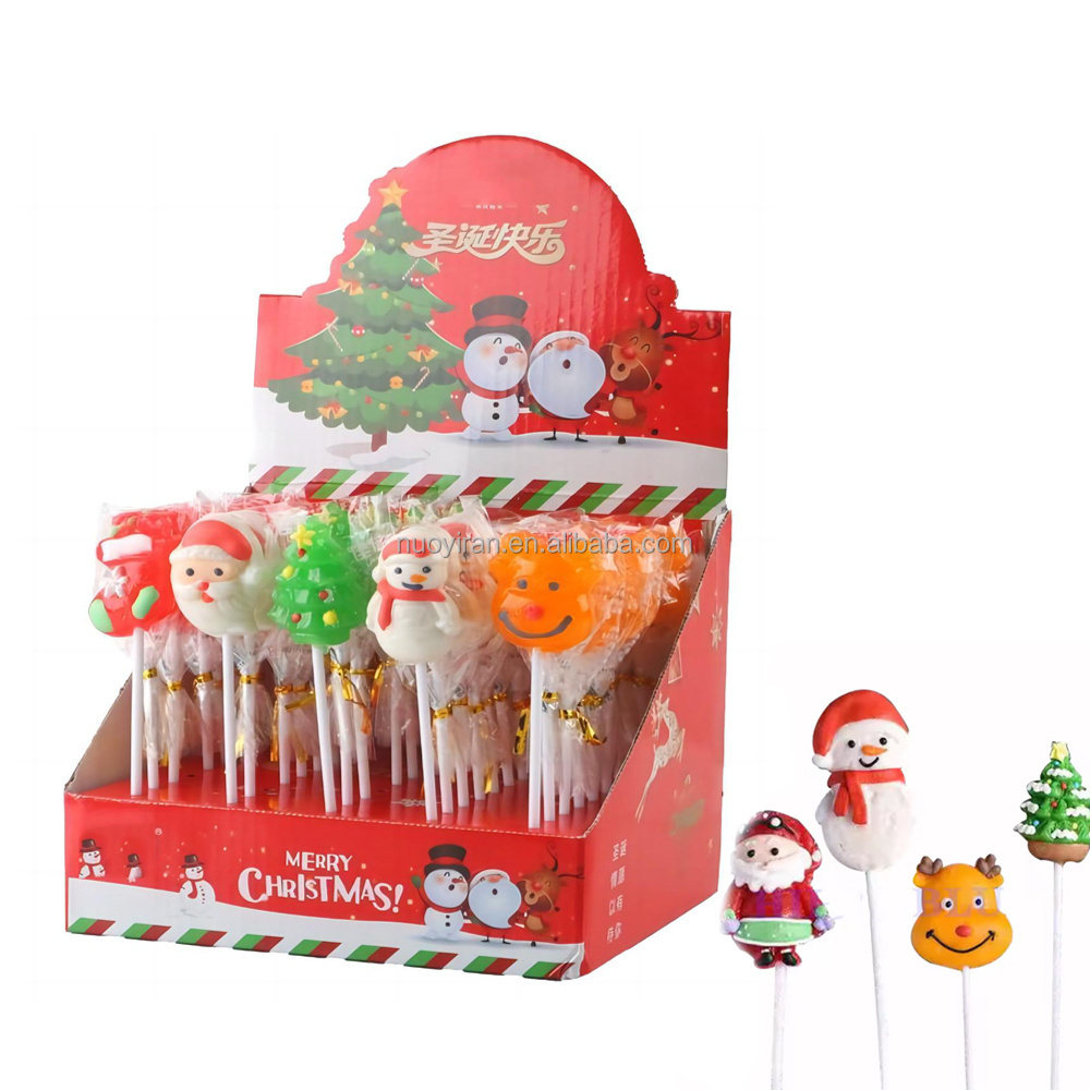 High quality OEM sweet fruit flavored Christmas hard candy lollipop china factory wholesaler for sale