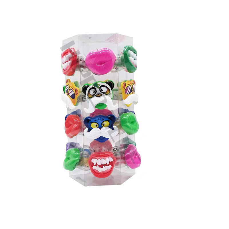 Factory direct sales private label custom tooth shape hard candy toys  fun styling candy wholesaler candy toys lollipop