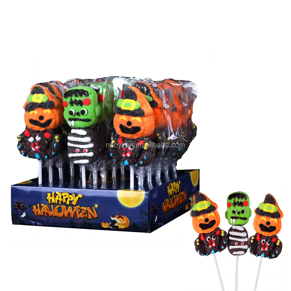 Halloween theme marshmallow lollipop with two patterns hot product children favorite