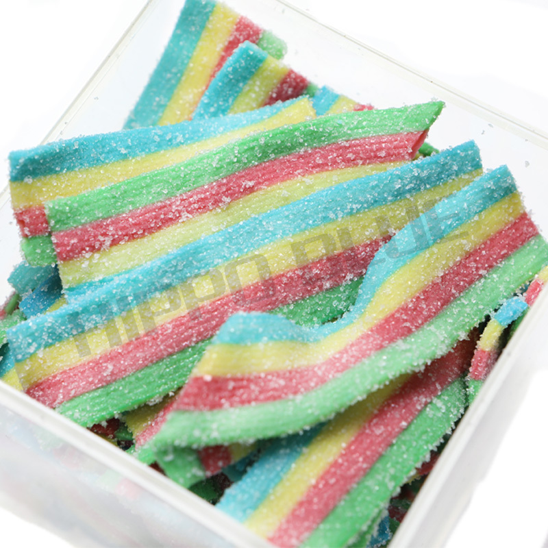 Hot selling halal bulk sour belts strips colorful gummy candy china suppliers of candy factory