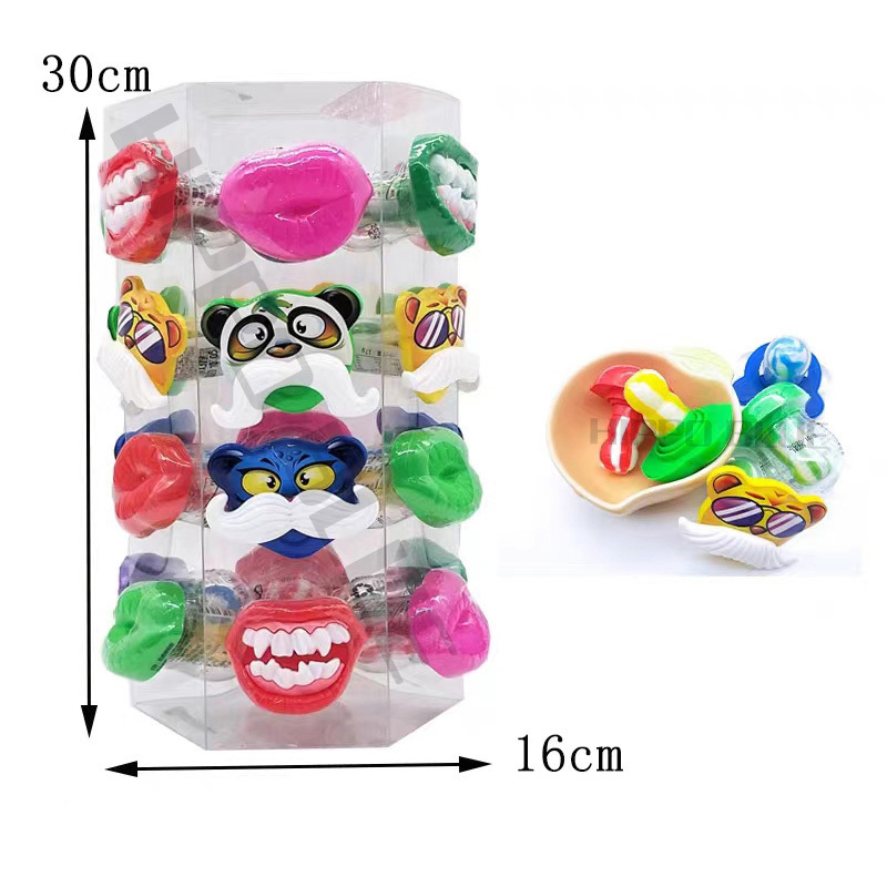 Factory direct sales private label custom tooth shape hard candy toys  fun styling candy wholesaler candy toys lollipop