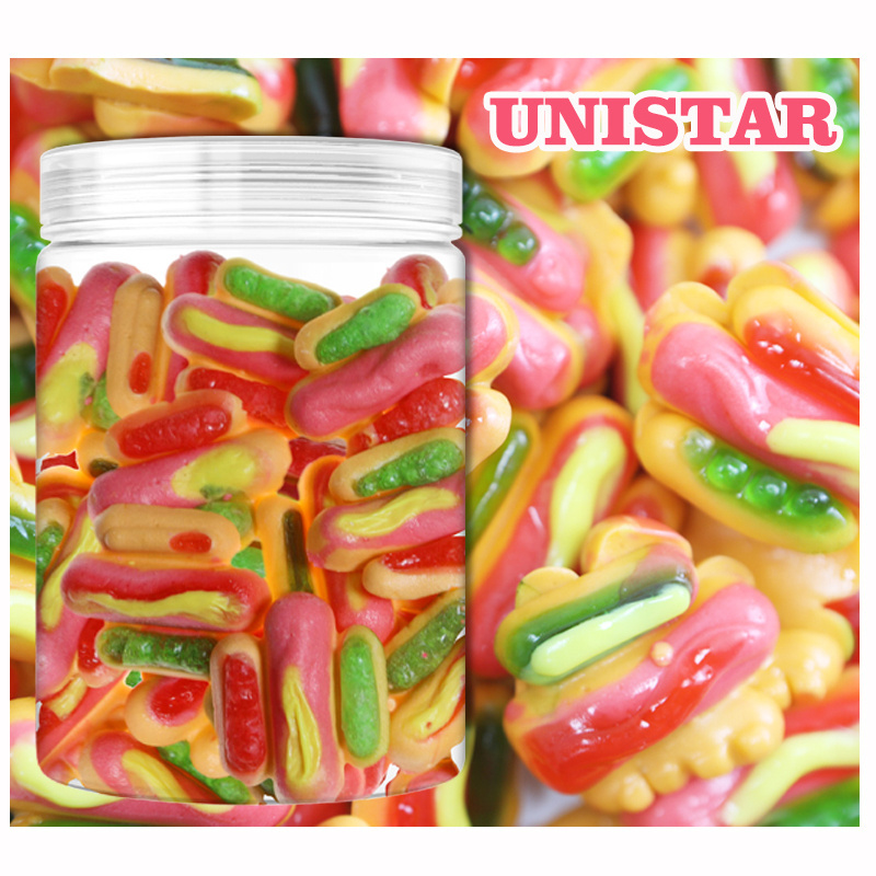 Free sample wholesale halal bulk colorful mixed flavor Hot Dog Shape freeze-dried gummies