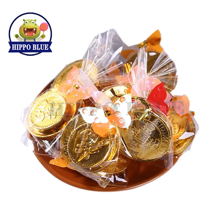 Chinese factory hot sale high quality gold coins packed chocolate wedding best candy wholesaler