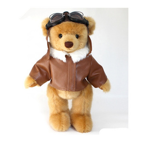 Custom Army Plush Police Bear Stuffed Pilot Uniform cool Teddy plush Bear